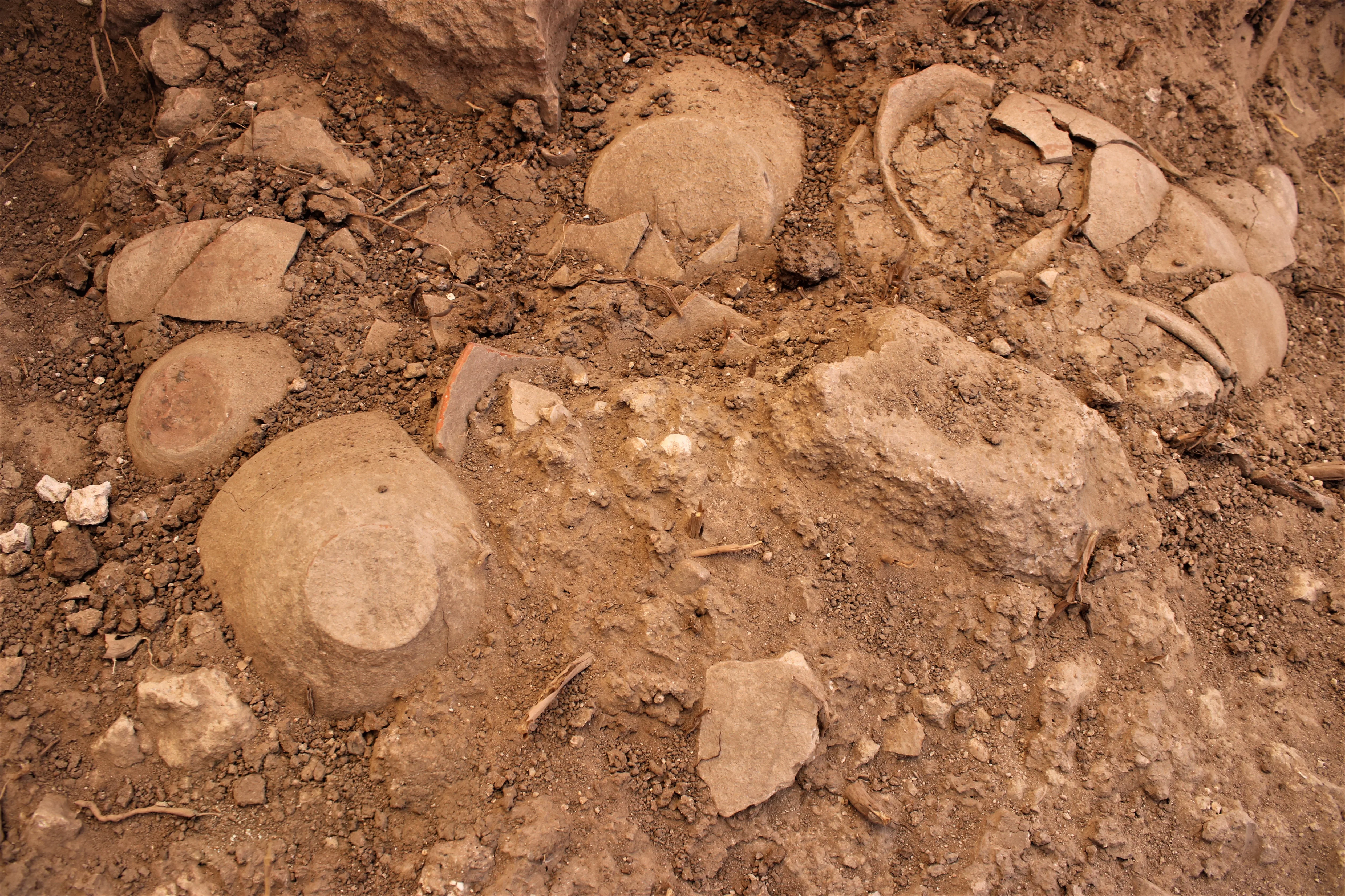 Canaanite bowls uncovered during the excavati