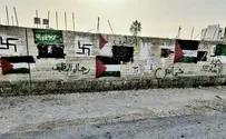 Свастики и флаги ООП на стене в Хаваре